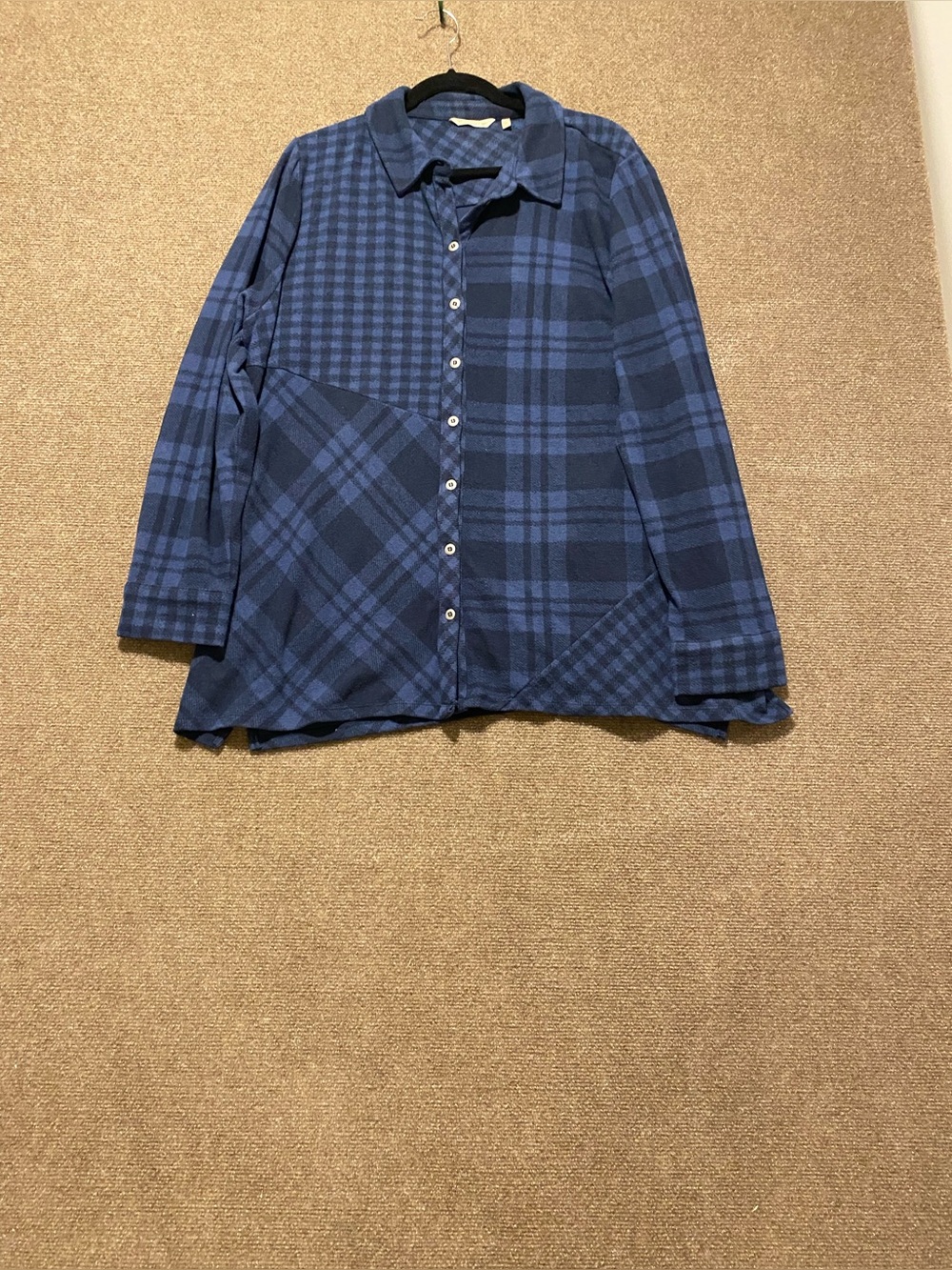 Soft Surroundings Mixed Plaid Patchwork Flannel Shirt 3X